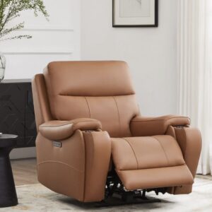Cameron Power Recliner Chair - Saddle Brown Leather