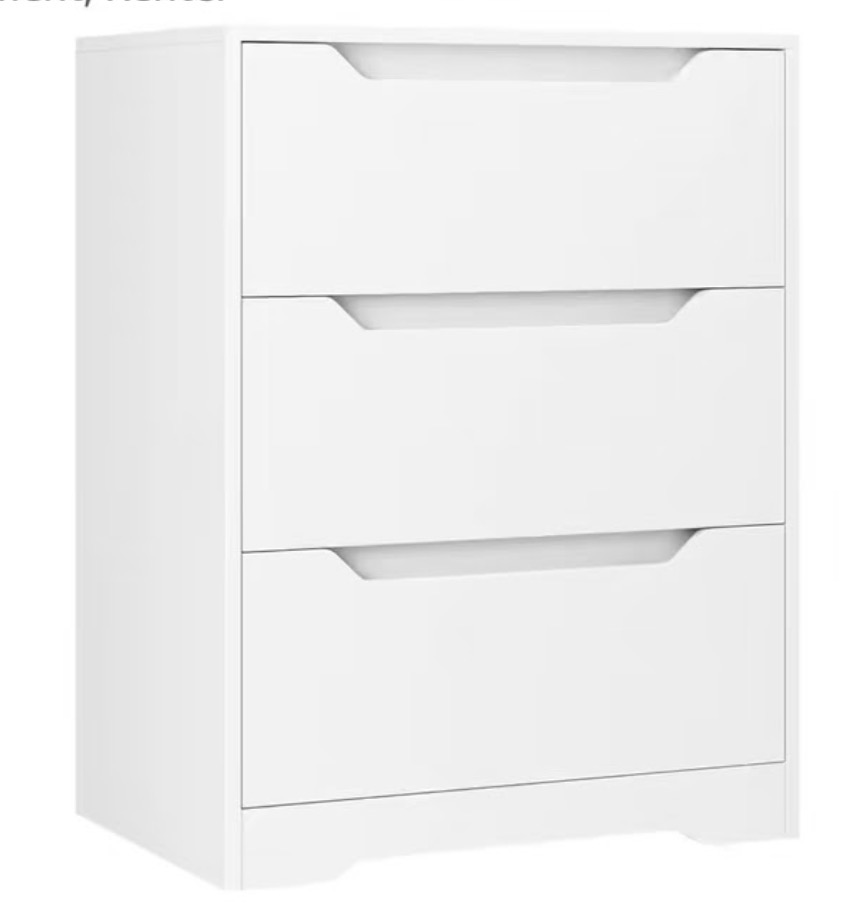 HOSTACK Modern 3 Drawers Dresser - White (HOS-CD-003) - Image 2
