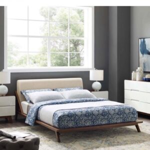Mid-Century Modern Scandinavian Platform Bed Frame - Low Profile Wooden Bed