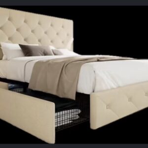 0007699 Diamond Tufted Storage Platform Bed - Black