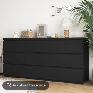 8-Drawer Black Dresser / TV Stand