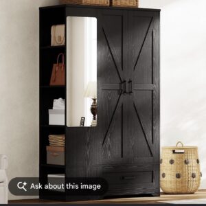 LIKIMIO Farmhouse Wardrobe with Mirror