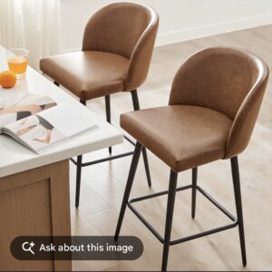 Watson & Whitely Bar Stools Set of 2 – Saddle Brown 26″
