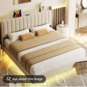 Luxury Floating Bed with LED Lights