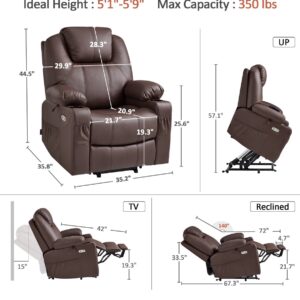 Oversized Power Lift Recliner Chair - Grey Fabric with Massage & Heat