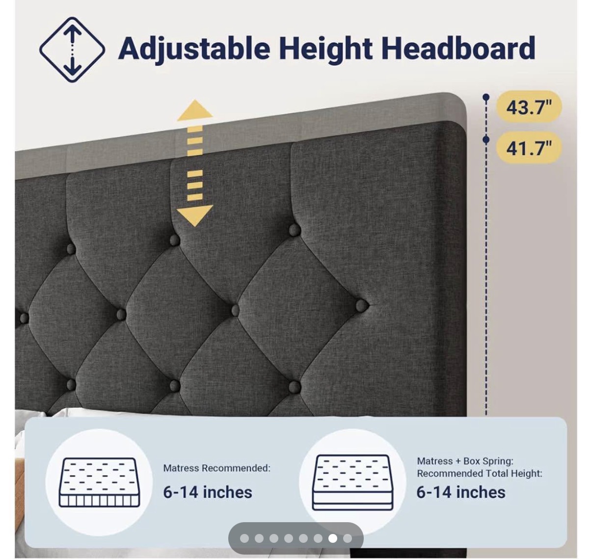Luxury Upholstered Storage Bed Frame With 2 Big Drawers - Button Tufted Design - Image 6