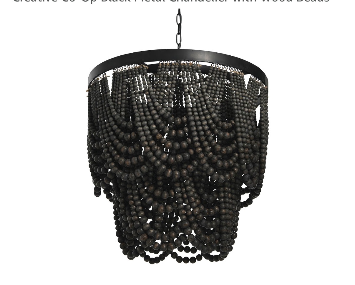 DJ503998_1-B Black Boho Wood Beaded Chandelier - Image 2
