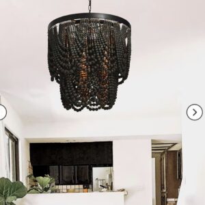 DJ503998_1-B Black Boho Wood Beaded Chandelier