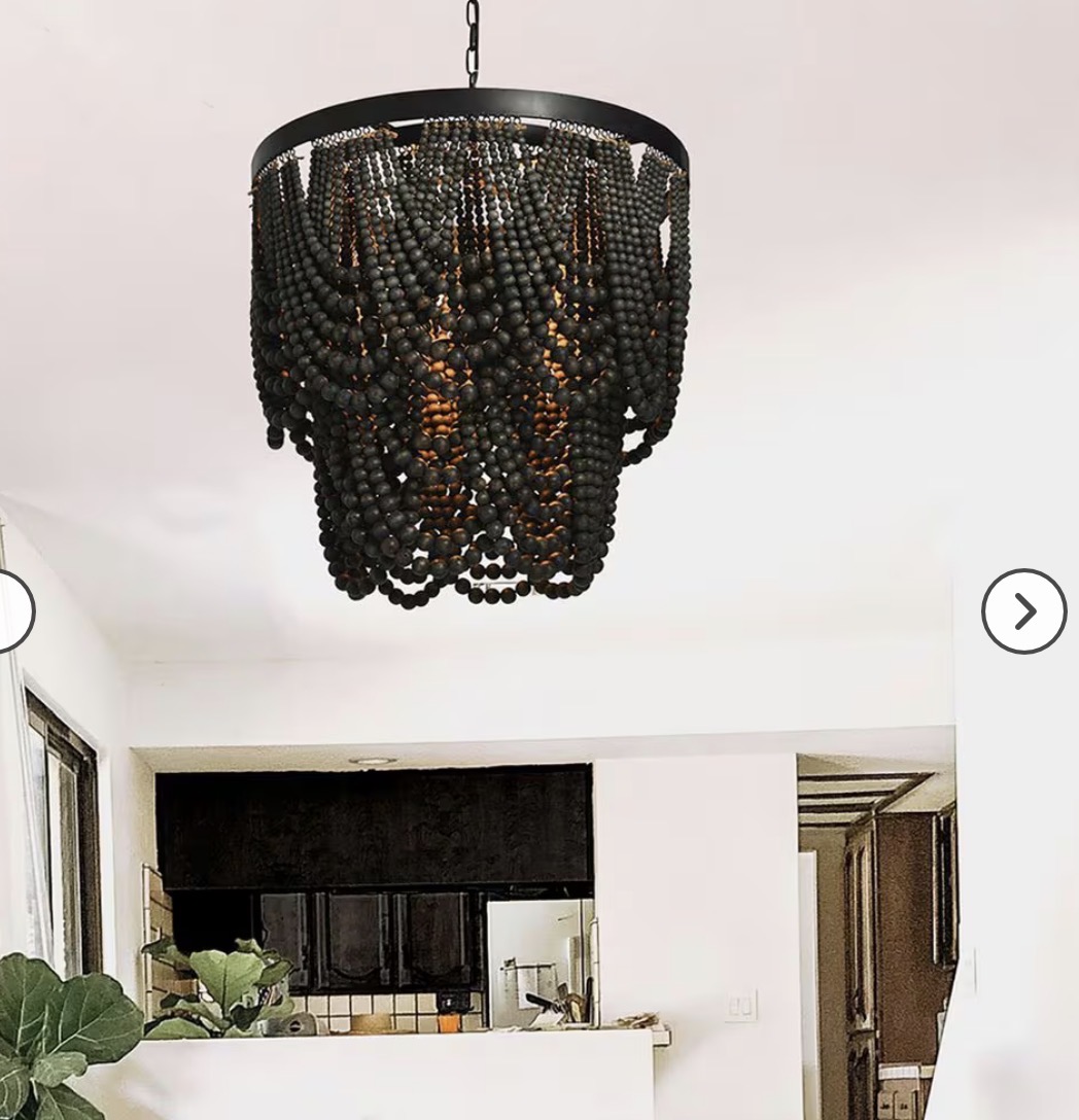 DJ503998_1-B Black Boho Wood Beaded Chandelier