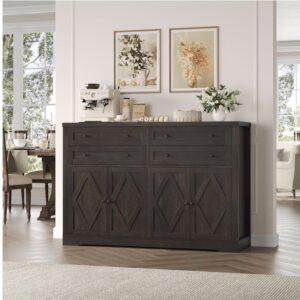 HOS-PB-189 HOSTACK 55"W Farmhouse Buffet Sideboard - Brown