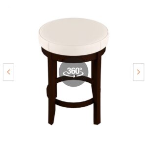 N - Classic Round Swivel Bar Stool - White Leather - Dark Brown Wood Legs