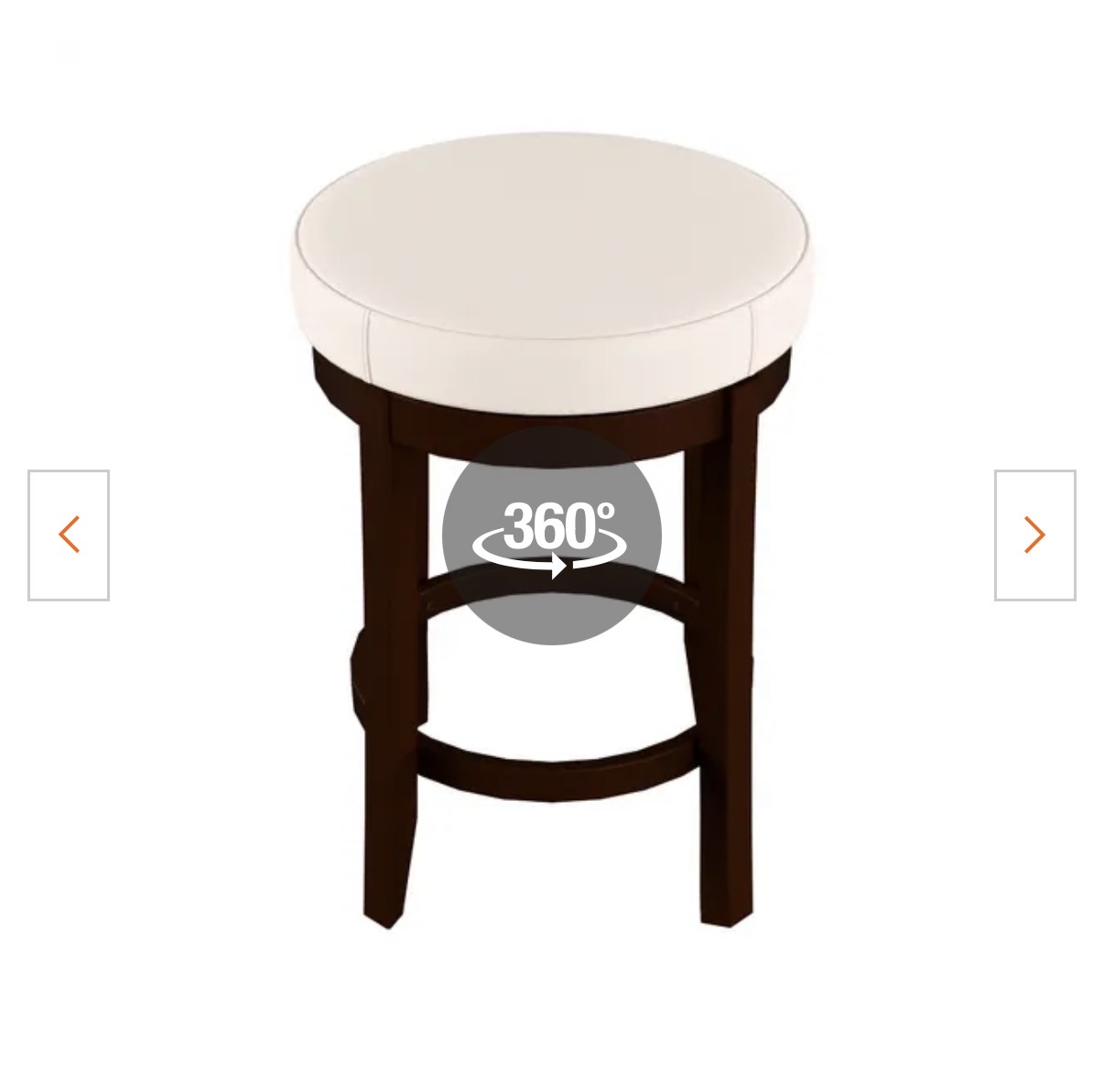 N - Classic Round Swivel Bar Stool - White Leather - Dark Brown Wood Legs