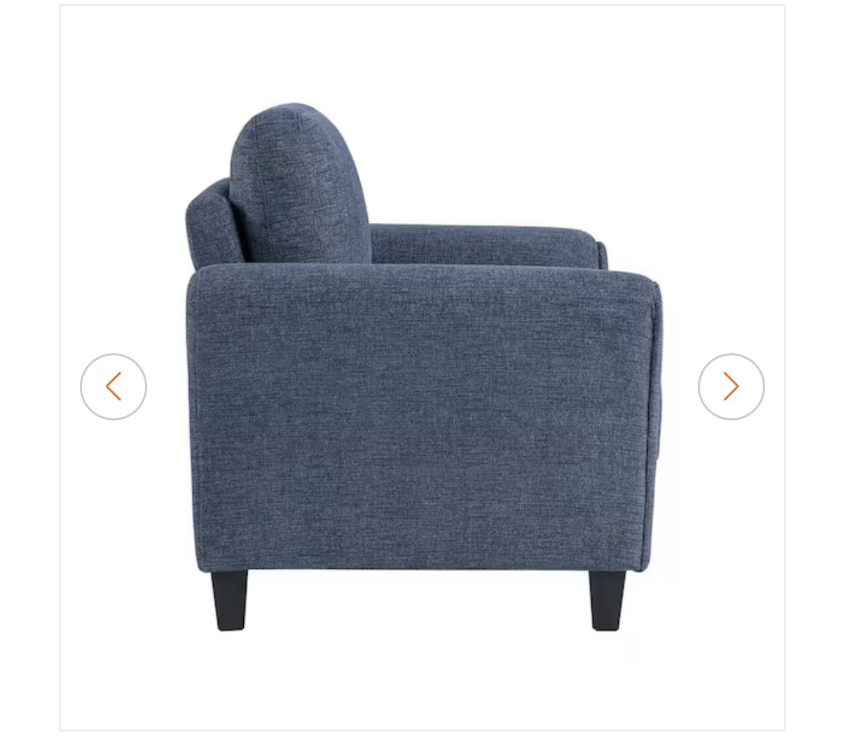 Single Fabric Armchair - Navy Blue - Rounded Arms - Low Profile - Modern Club Chair - Image 5