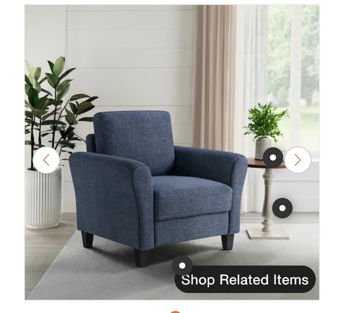 Single Fabric Armchair - Navy Blue - Rounded Arms - Low Profile - Modern Club Chair - Image 3