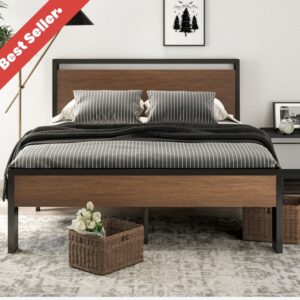 Solid Wood Platform Bed - Black - Minimal Modern - Open Frame Headboard