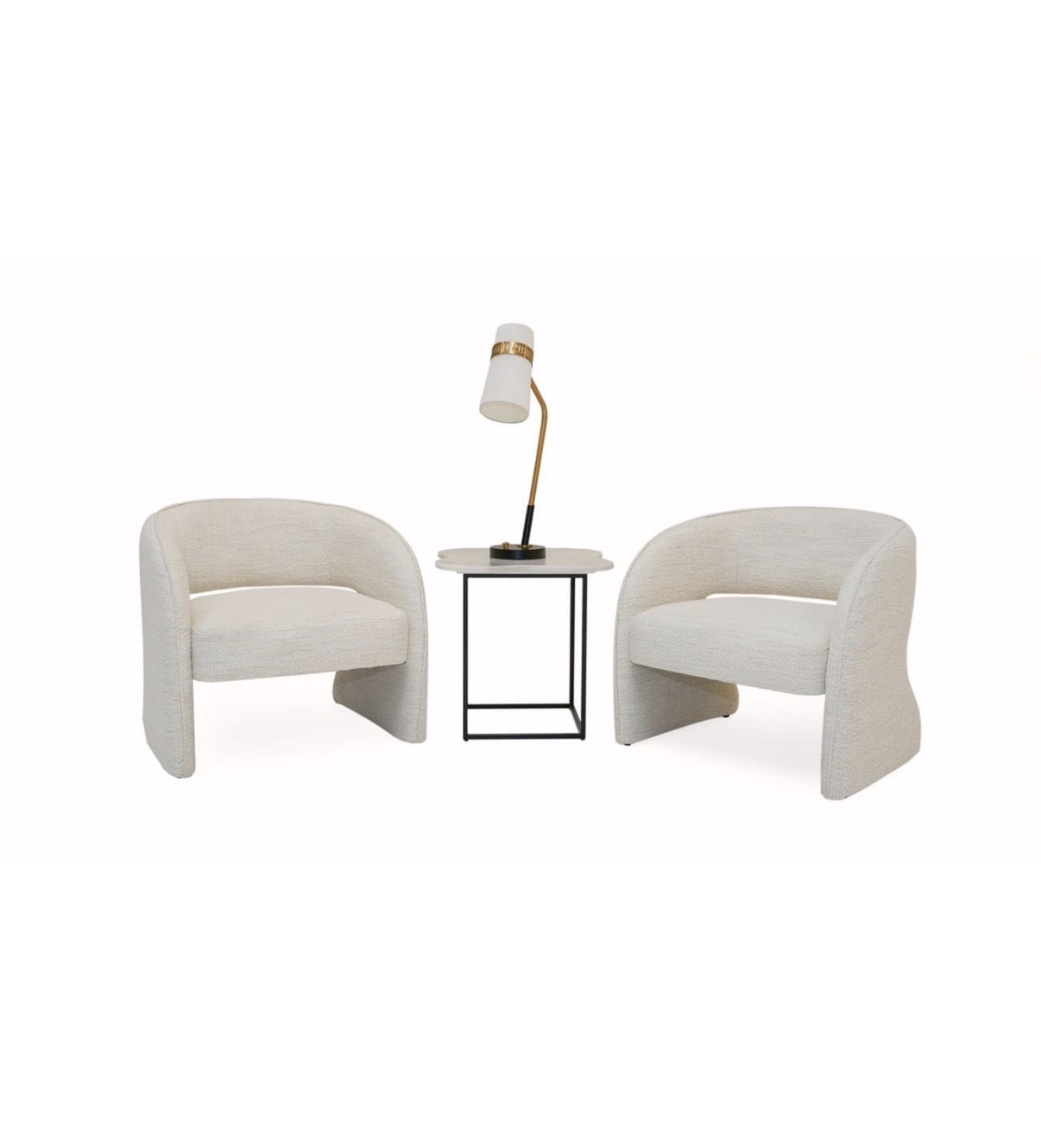 Modern Boucle Sculptural Armchair - Beige / Cream - Image 2