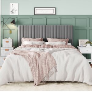 Modern Channel Tufted Velvet Platform Bed Frame
