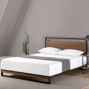 Industrial Wood & Metal Platform Bed Frame