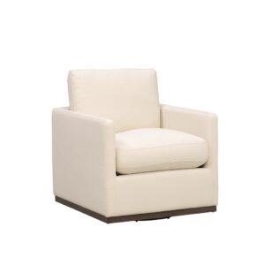 Brand New Luxury Modern Swivel Armchair - Cream White Leather -