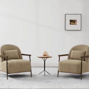 Set of 2 Modern Teddy Boucle Armchairs - Beige