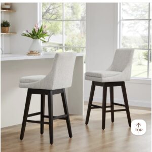 Modern Swivel Bar Stools - Counter Height - Set of 2 - Linen Fabric