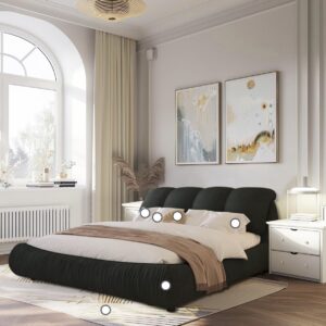 Luxury Puffy Boucle Upholstered Bed