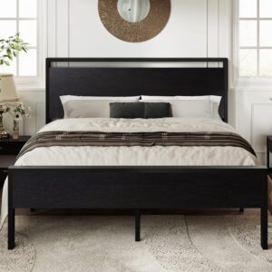 Modern Black Wood Platform Bed