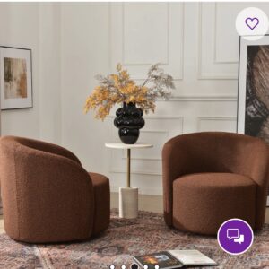 Modern Barrel Swivel Accent Chair — Boucle Fabric