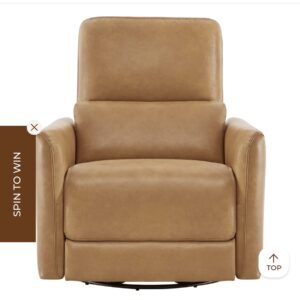 Electric Power Swivel Recliner Chair — Brown Faux Leather