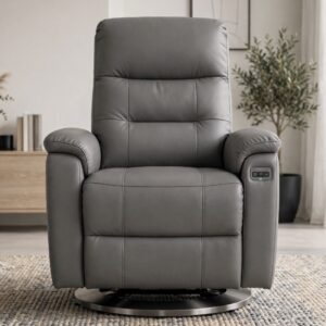 Electric Power Swivel Recliner Chair —  Faux Leather