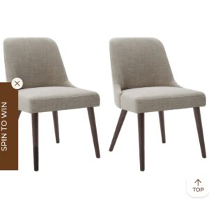Modern Dining Chair — Beige / Greige Linen Fabric — Dark Brown Wood Legs — S78003 Series