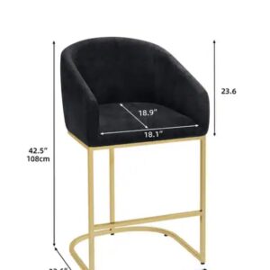 Glam Bar Stool — Gold Sled Base — Velvet Bucket Seat