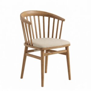Scandinavian Solid Wood Dining Chair — Oak Frame — Spindle Back