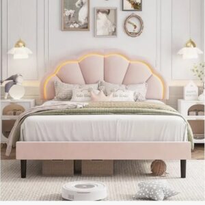 Luxury Princess Shell Bed Frame with LED Light