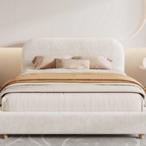Boucle Upholstered Platform Bed Frame - Luxury