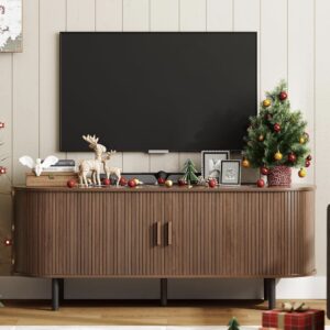 Fluted TV Stand / Sideboard - Walnut Brown - 2 Door