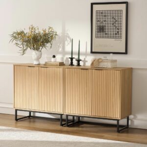 Modern Fluted Sideboard / Buffet Cabinet - Natural Oak