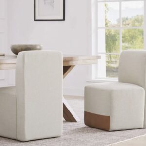Chita Living Modern Armless Accent Chair / Dining Chair - Light Grey Fabric