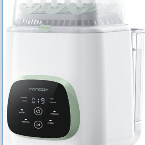 Momcozy Baby Bottle Sterilizer and Dryer - White / Green