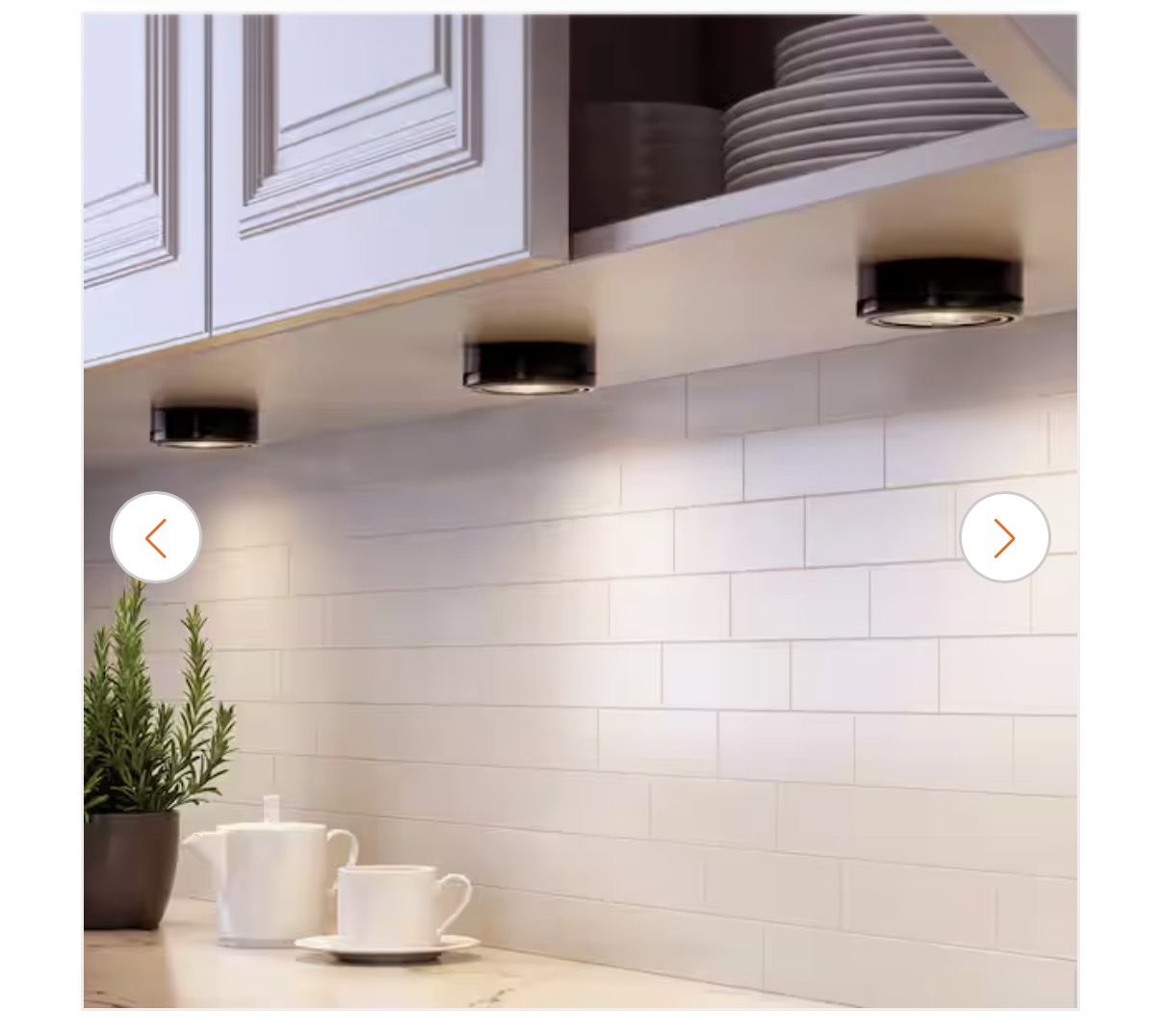 6-Pack LED Under Cabinet Puck Lights with Power Adapter - Black - UV Filter - Image 2