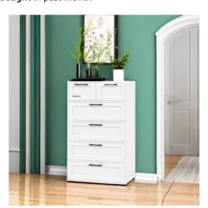 6-Drawer Tall Chest of Drawers - White - Modern Dresser