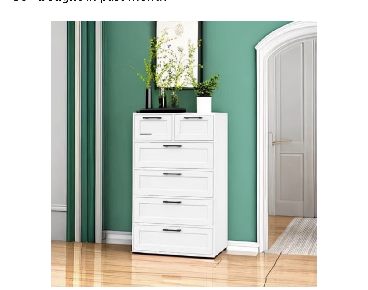 6-Drawer Tall Chest of Drawers - White - Modern Dresser