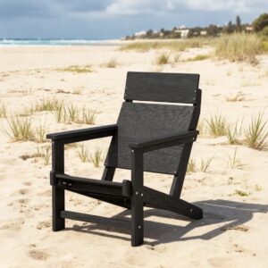 Modern Outdoor Lounge Chair - Black Wood Texture - Relax Chair for Patio / Garden / Balcony