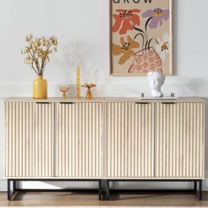 Modern Fluted Sideboard Buffet Cabinet - 4 Door