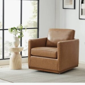 Leather Swivel Armchair - Square